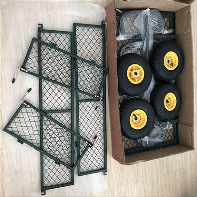 Iarda resistente Mesh Wagon Outdoor With d'acciaio di Mesh Cart del giardino 50L 4 ruote