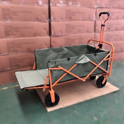 Vagone di campeggio piegante arancio della spiaggia del vagone della ruota del PVC del carretto portatile del carrello