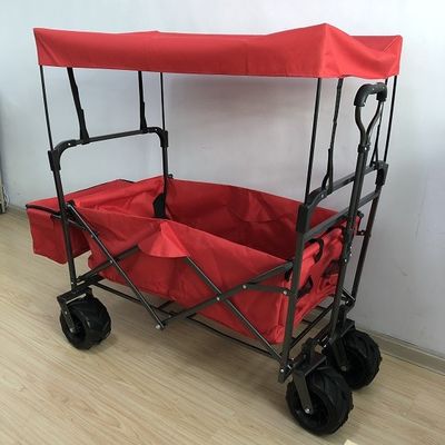 Vagone di spiaggia portatile pratico del grande vagone pieghevole del tessuto del PVC con rosso della copertura