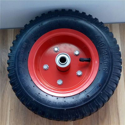 350-6 ruote pneumatiche d'acciaio rosse del camion del sacco di Rim Pneumatic Trolley Wheels Rubber