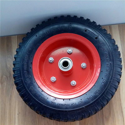 350-6 ruote pneumatiche d'acciaio rosse del camion del sacco di Rim Pneumatic Trolley Wheels Rubber