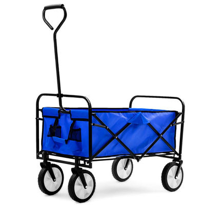 Vagone pieghevole blu portatile che fa un'escursione vagone piegante resistente a quattro ruote