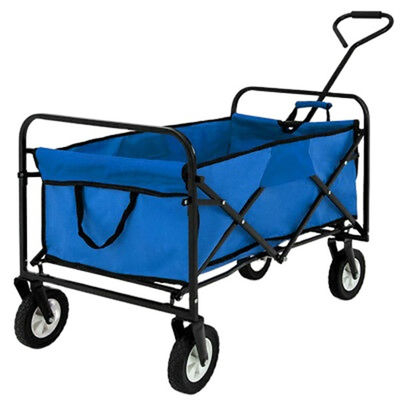 Vagone pieghevole blu portatile che fa un'escursione vagone piegante resistente a quattro ruote