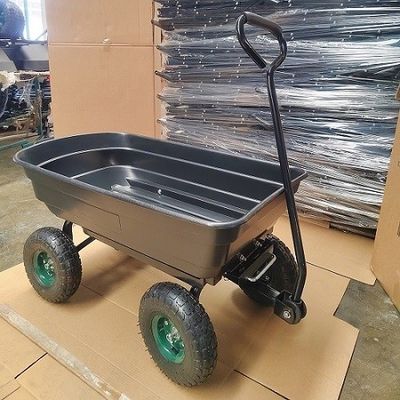 poli carretto dello scarico di grande capacità del carretto dello scarico del giardino del corpo 75L poli con il capovolgimento della funzione