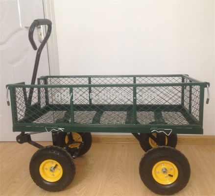 Carro da giardino pesante 75L a maglia con lati a maglia rimovibili da convertire in carrozzina di metallo piatto