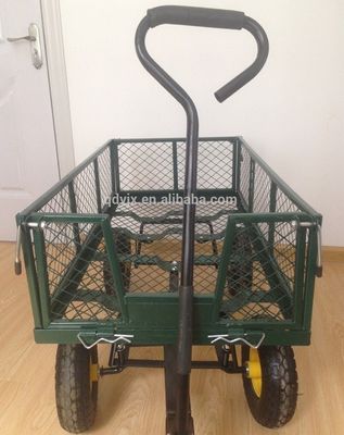 Carro da giardino pesante 75L a maglia con lati a maglia rimovibili da convertire in carrozzina di metallo piatto