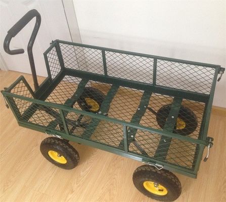 Carro da giardino pesante 75L a maglia con lati a maglia rimovibili da convertire in carrozzina di metallo piatto