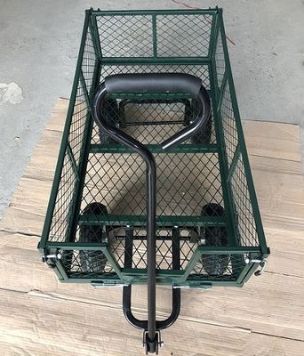 50L Utility Mesh Steel Garden Cart Folding Utility Wagon con lati rimovibili e ruote da 4,10/3,50-4 pollici