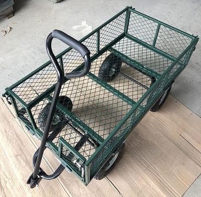 50L Utility Mesh Steel Garden Cart Folding Utility Wagon con lati rimovibili e ruote da 4,10/3,50-4 pollici