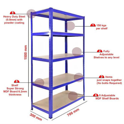 Scaffalatura d'acciaio del magazzino di Boltless di stoccaggio dello scaffale dell'esposizione di stoccaggio della fila d'acciaio dell'attrezzatura 5