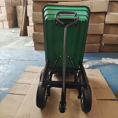 La gomma pneumatica dell'autocarro con cassone ribaltabile del giardino della maniglia 350-4 a 10 pollici singolo spinge la carriola della capacità 75L