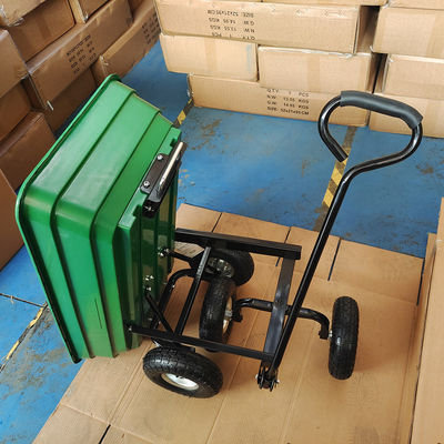 La gomma pneumatica dell'autocarro con cassone ribaltabile del giardino della maniglia 350-4 a 10 pollici singolo spinge la carriola della capacità 75L