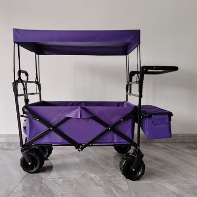 Canopy per carrelli pieghevoli per campeggio all'aperto a maniglia regolabile in alto ruota larga viola