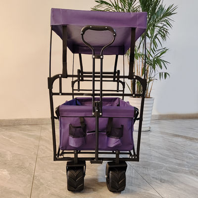 Canopy per carrelli pieghevoli per campeggio all'aperto a maniglia regolabile in alto ruota larga viola