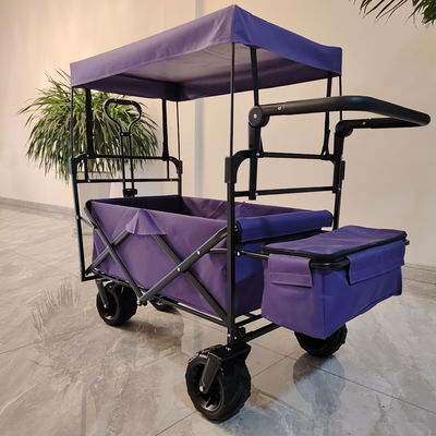 Canopy per carrelli pieghevoli per campeggio all'aperto a maniglia regolabile in alto ruota larga viola