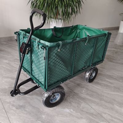 Carrello a maglia da giardino ripiegabile, spighe metalliche, quattro ruote gonfiabili in gomma